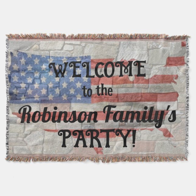 American Patriotic Map Flag Wall Calligraphy Text Decke (Vorderseite)