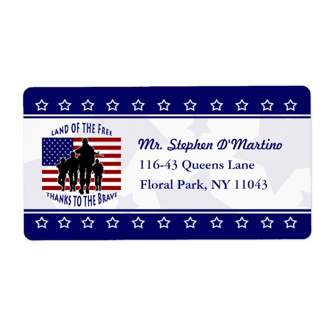 American Patriotic Personalisiert Shipping Label (Vorne)