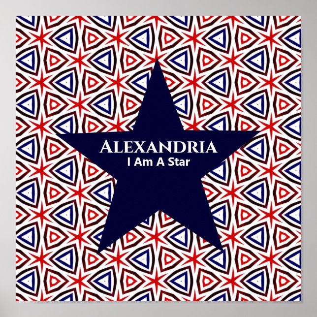 American Patriotic Red White Blue Star Muster Poster (Vorne)