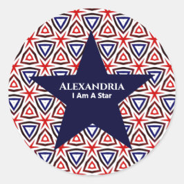 American Patriotic Red White Blue Star Muster Runder Aufkleber