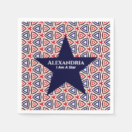 American Patriotic Red White Blue Star Muster Serviette