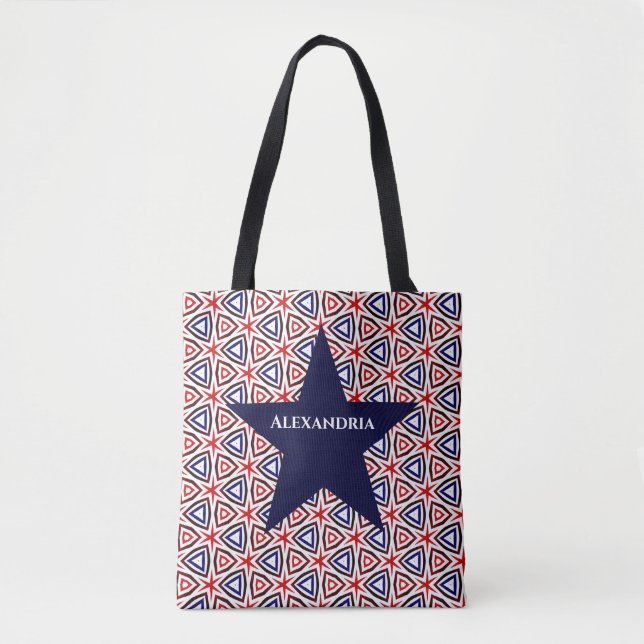 American Patriotic Red White Blue Star Muster Tasche (Vorderseite)