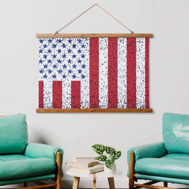 American Peace Flag American Staat National Hangin Wandteppich Mit Holzrahmen (Wohnzimmer)