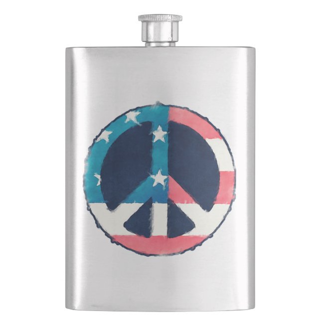 American Peace Sign grunge Flachmann (Vorderseite)