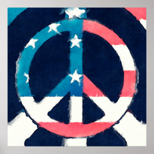 American Peace Sign grunge Poster