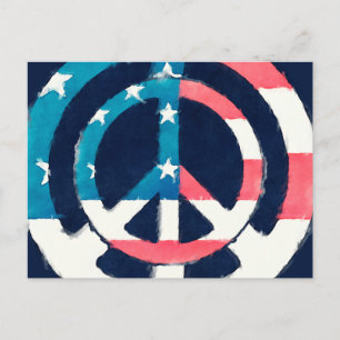 American Peace Sign grunge Postkarte
