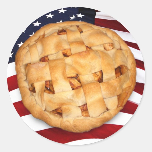 American Pie (Apple Pie mit amerikanischer Flagge) Runder Aufkleber (Vorderseite)