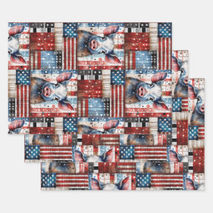 American Pig Farm Folk Art Geschenkpapier Set