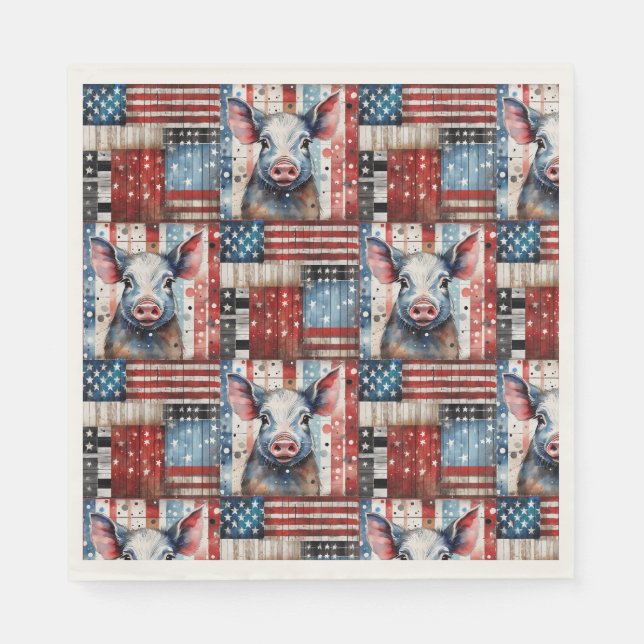 American Pig Farm Folk Art Serviette (Vorderseite)