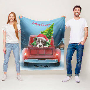 American Pit Bull in Christmas Truck Holidays Fleecedecke