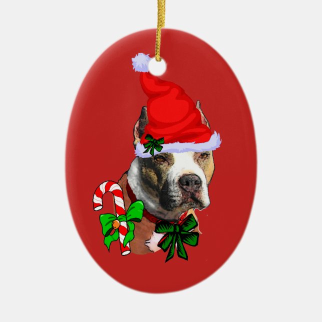 American Pit Bull Terrier Christmas Keramik Ornament (Vorne)