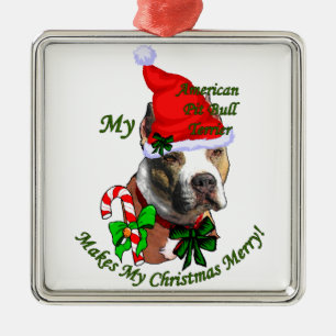 American Pit Bull Terrier Christmas Ornament Aus Metall