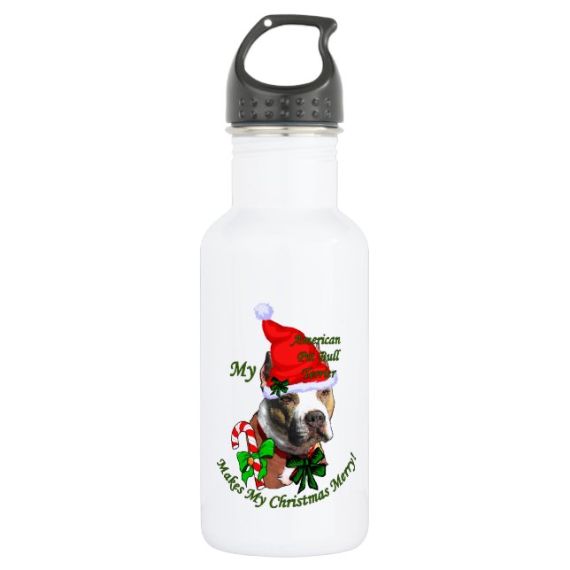 American Pit Bull Terrier Christmas Trinkflasche (Vorderseite)