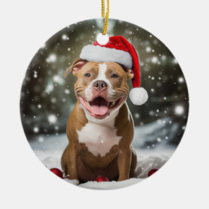 American Pit Bull Terrier Dog Christmas Keepake Keramik Ornament