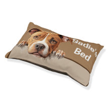 American Pit Bull Terrier schaut Hund Welpen Kisse