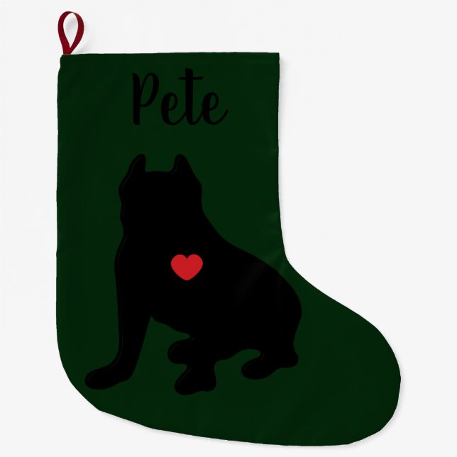 American Pit Bull Terrier Silhouette Großer Weihnachtsstrumpf (Vorderseite)
