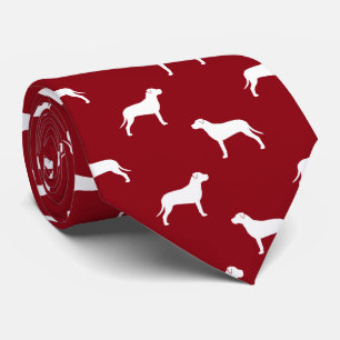 American Pit Bull Terrier Silhouetten Pattern Red Krawatte