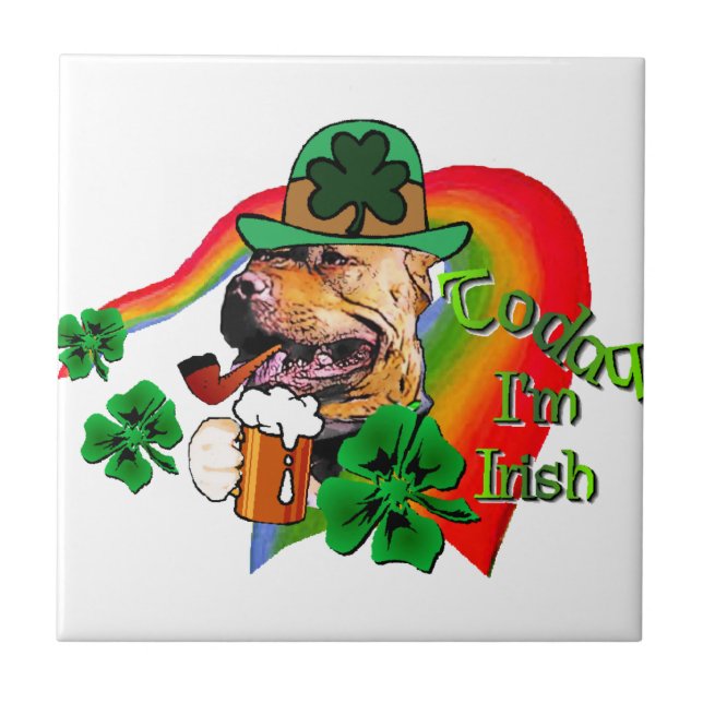 American Pit Bull Terrier St Patricks Fliese (Vorderseite)