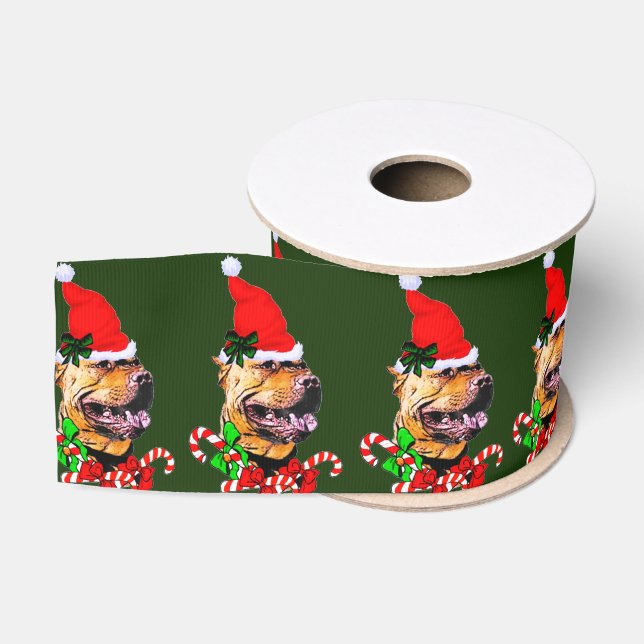 American Pit Bull Terrier Weihnachten froh Ripsband (Spule)