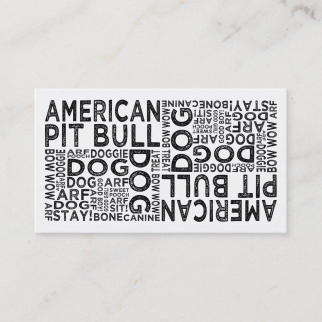 American Pit Bull Typografie Visitenkarte (Vorderseite)