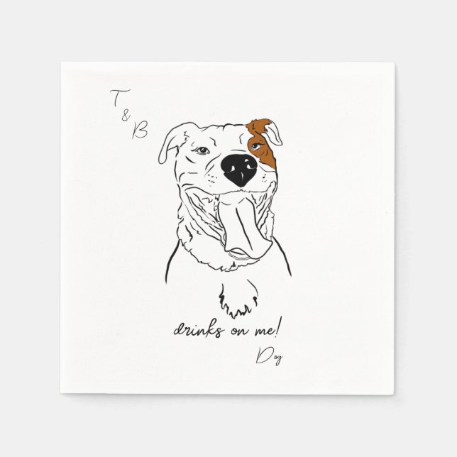 American Pit Bull zeichnend Hochzeitscocktail Napk Serviette (Vorderseite)