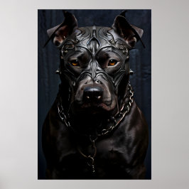 American Pitbull Terrier Black Metal Art Poster