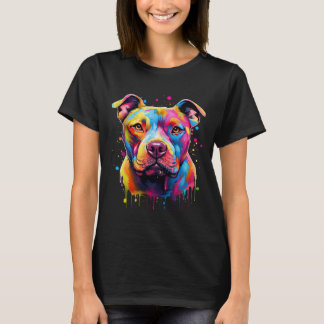 American Pitbull Terrier Splash Art Pitbull Hunde  T-Shirt