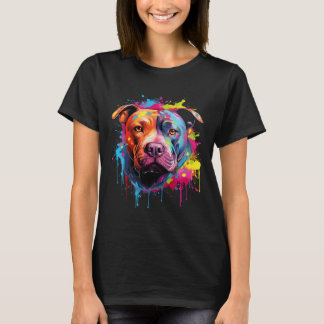 American Pitbull Terrier Splash Art Pitbull Hunde  T-Shirt