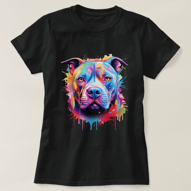American Pitbull Terrier Splash Art Pitbull Hunde T-Shirt (Design vorne)