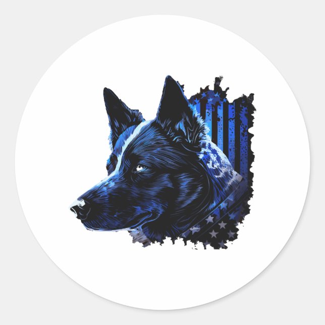 American Police Flag K9 Unit Patriotic Dog Lover Runder Aufkleber (Vorderseite)