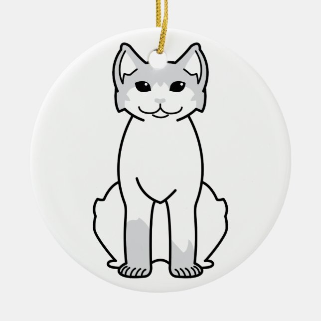 American Polydactyl Cat Cartoon Keramikornament (Vorne)