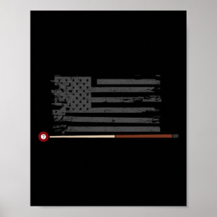 American Pool Player US Flag Billard Cue Stick G Poster