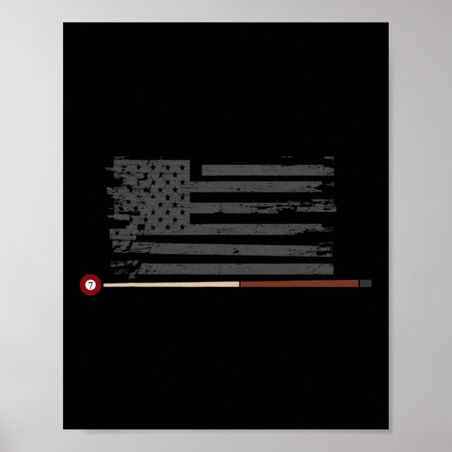 American Pool Player US Flag Billard Cue Stick G Poster (Vorne)