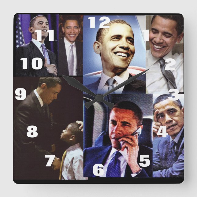 AMERICAN PRESIDENT BARACK OBAMA QUADRATISCHE WANDUHR (Vorderseite)