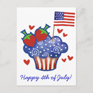 American Pride Cupcake Postcard Postkarte