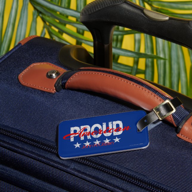 American Proud Patriotic Luggage Tag Gepäckanhänger (Vorderseite Insitu 3)