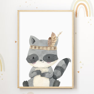 American Raccoon Poster Kids Room Print