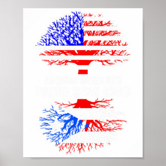 American Raised With Puerto Rican Roots Usa Flag P Poster