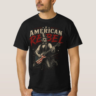 American Rebel Lincoln Flag Gitarre Rock Art T-Shirt
