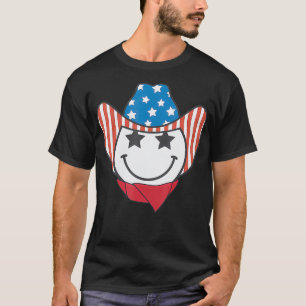 American Retro Cowboy Smiley 4. Juli Hat T-Shirt