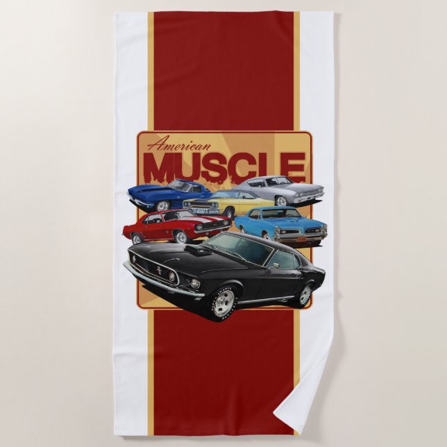 American Retro Muscle Cars Strandtuch (Vorderseite)