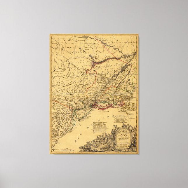 American Revolutionary War Map von J.B Eliot (1781 Leinwanddruck (Vorderseite)