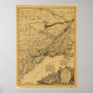 American Revolutionary War Map von J.B Eliot (1781 Poster