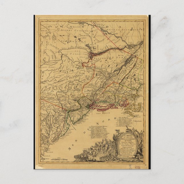 American Revolutionary War Map von J.B Eliot (1781 Postkarte (Vorderseite)