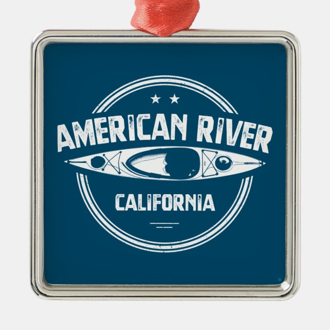 American River California Kayaking Ornament Aus Metall (Vorne)