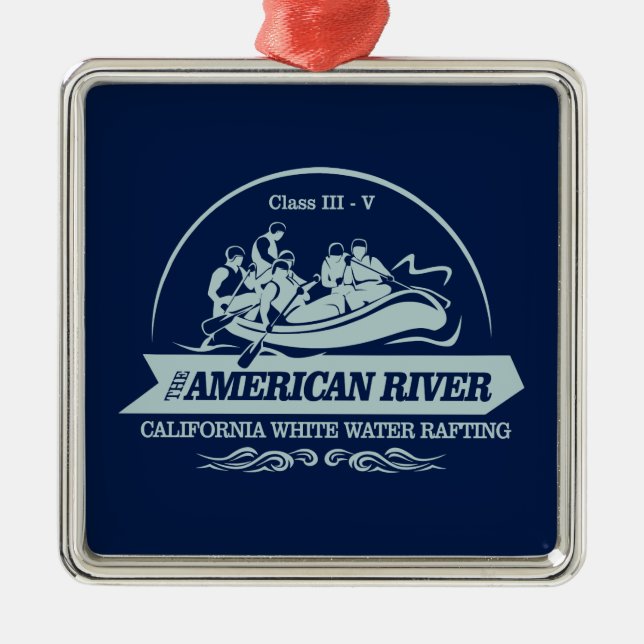 American River Rafting Ornament Aus Metall (Vorne)