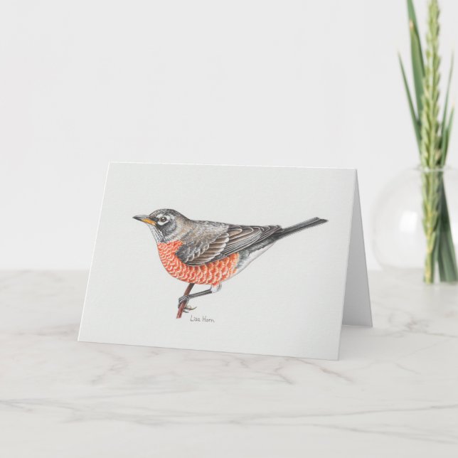 American Robin Art Card Dankeskarte (Vorderseite)