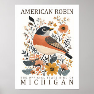 American Robin Bird von Michigan USA Travel Poster