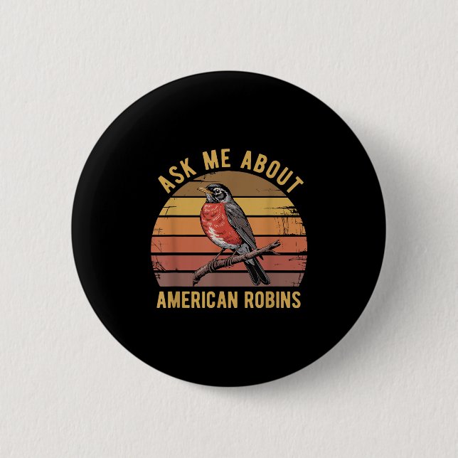 American Robin Bird Watching Vintag Retro S Button (Vorderseite)