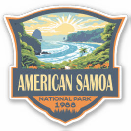 American Samoa Nationalpark Illustration Retro Aufkleber
